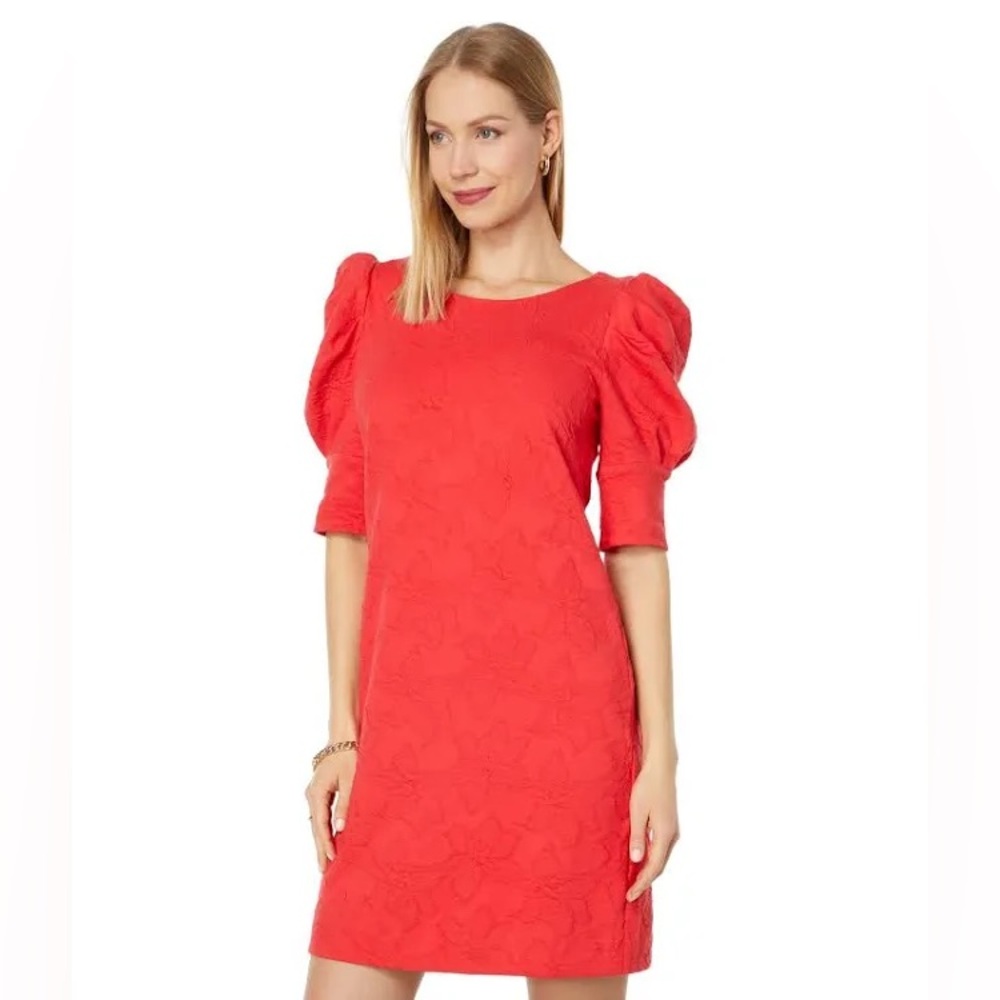 Lilly Pulitzer Knowles Elbow Sleeve Knit Jacquard Mini Dress in Ruby Red Small - Picture 5 of 14